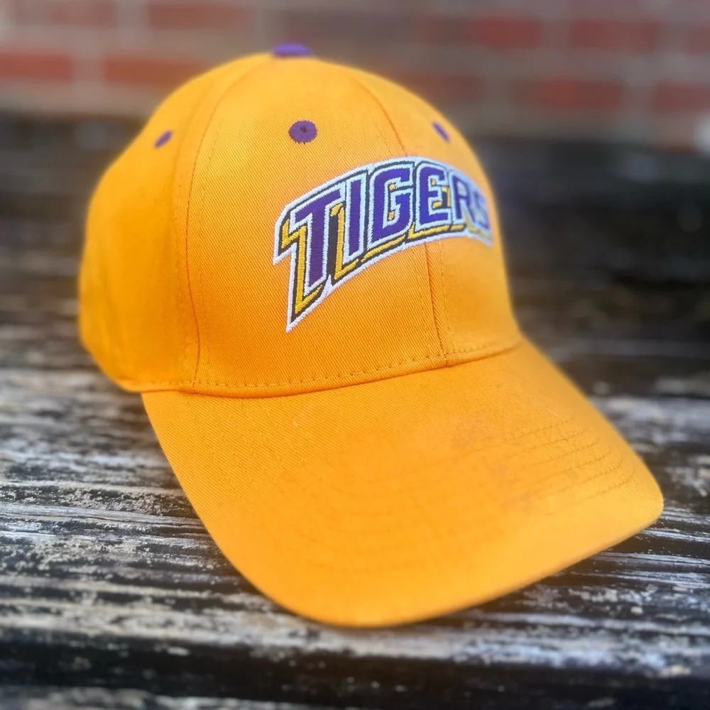 Pair (2) of Captivating Headwear LSU Tigers Adjustable Baseball Hats Purple Gold